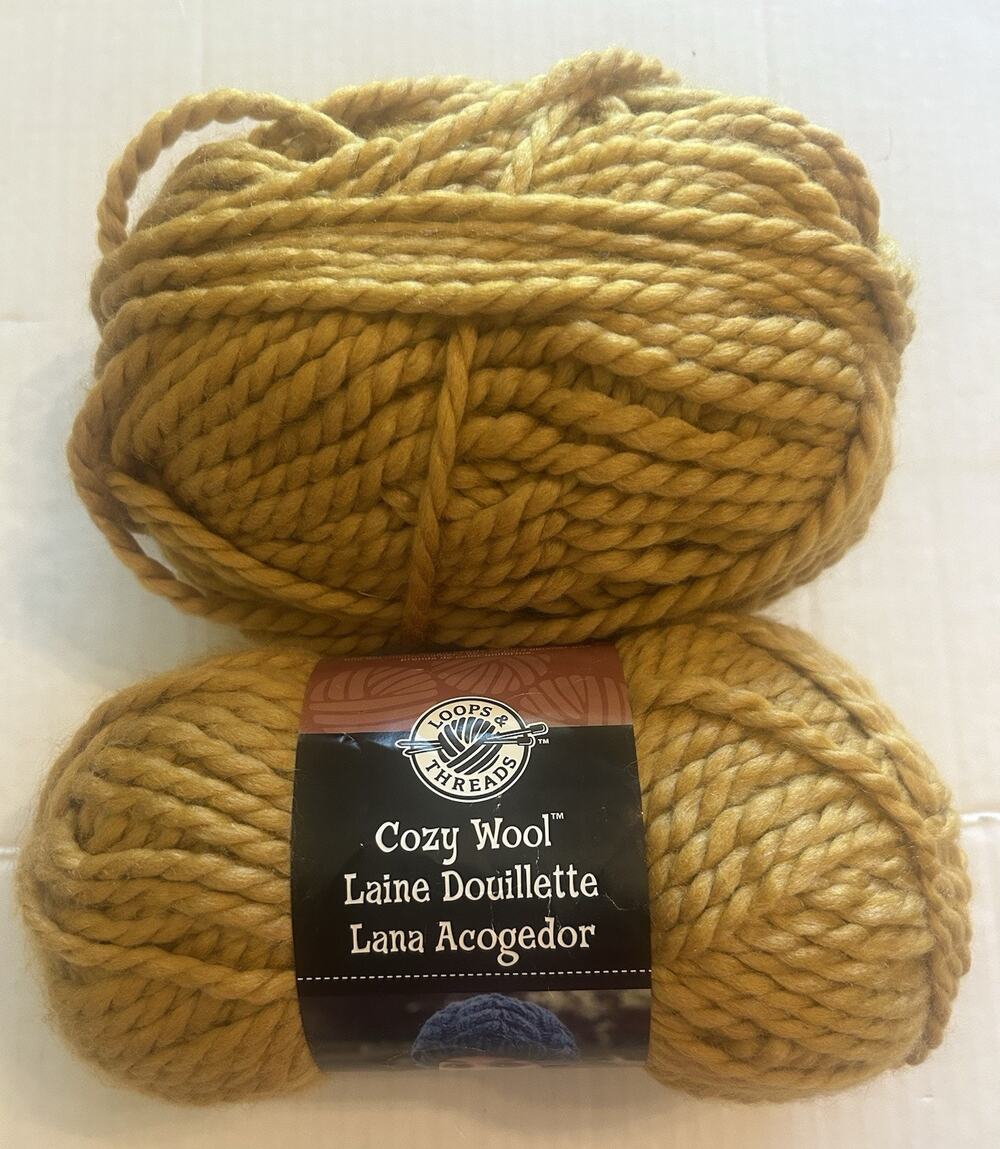 Lot of 2 Skeins Loops & Threads Cozy WOOL Blend YARN Golden Rod #2610 4.5oz